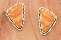 Artie Yellowhorse Genuine Spiny Oyster Shell Sterling Silver Post Earrings